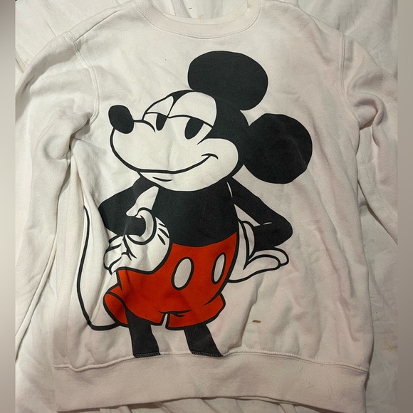 Disney White Mickey Mouse Sweatshirt - Picture 1 of 6
